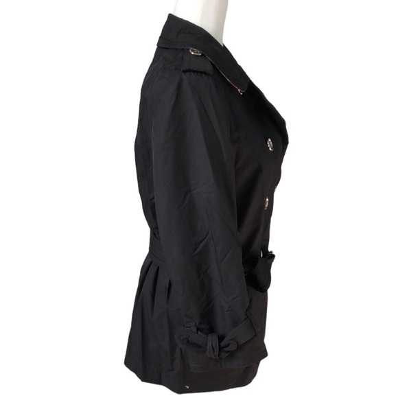 Coach Double Breasted Short Length Black Belted Trench Coat Jacket Small - Picture 4 of 15